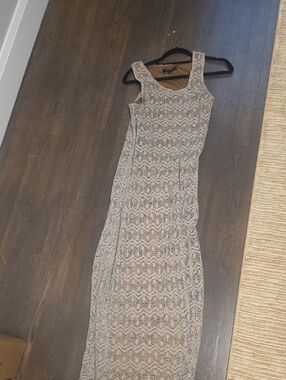 Sleeveless Beige Crochet Maxi Dress